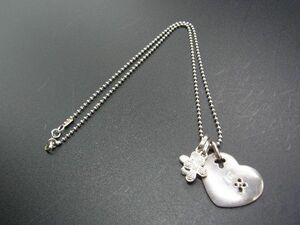 # beautiful goods # Folli Follie Folli Follie SV925 Heart clover rhinestone necklace accessory silver group DE0387