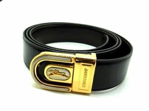 # beautiful goods # LONGCHAMP Long Champ leather belt men's black group DE1860