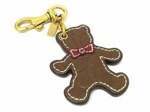 # ultimate beautiful goods # COACH Coach signature leather Bear key holder bag charm lady's brown group × red group DD6633