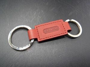 # beautiful goods # COACH Coach leather key holder key ring bag charm lady's men's silver group × red brown group DE2392