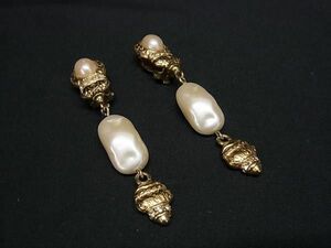 1 jpy # beautiful goods # GIVENCHYji van si. pearl rhinestone Vintage clip type earrings accessory gold group BL0416