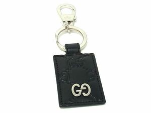 1 иен # прекрасный товар # GUCCI Gucci Guccisima кожа кольцо для ключей брелок для ключа очарование женский мужской оттенок черного AW7215