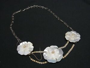 1 jpy CHANEL Chanel turtle rear shell 98A necklace choker accessory lady's white group AY2646