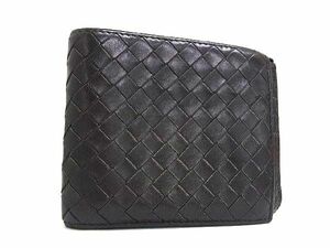 1円 BOTTEGA VENETA ボッテガヴェネタ イントレチャート レザー 二つ折り 財布 ウォレット 札入れ 小銭入れ ブラウン系 AZ4336