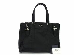 1円 ■極美品■ PRADA プラダ BR2498 テスートナイロン ハンドバッグ トートバッグ ショルダーバッグ 肩掛け レディース ブラック系 AY4896