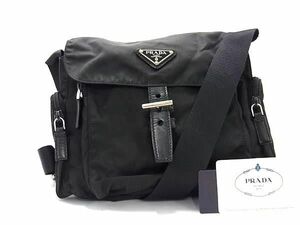 1円 PRADA プラダ BT0501 テスートナイロン×レザー クロスボディ ショルダーバッグ メッセンジャーバッグ ブラック系 AY4816