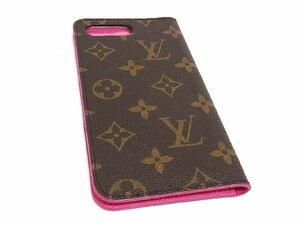 ■美品■ LOUIS VUITTON ルイヴィトン M63401 モノグラム フォリオ iPhone7plus/8plus 対応 スマホケース ブラウン系 AT9069