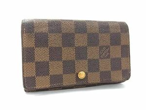 1円 LOUIS VUITTON ルイヴィトン N61730 ダミエ ポルトモネ ビエ トレゾール 二つ折り 財布 ウォレット ブラウン系 AZ4422