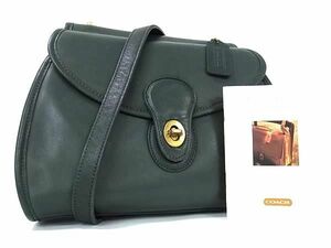 1 jpy # beautiful goods # COACH Coach Old Coach Vintage USA America made leather Turn lock shoulder bag green group BG8613