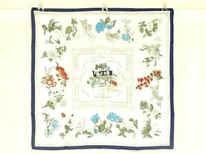 1円 ■極美品■ HERMES エルメス Quai aux Fleurs 【花咲く海岸通り】 カレ90 シルク100% スカーフ ストール ショール ブルー系 FB0683