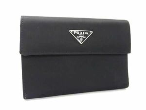 1円 ■美品■ PRADA プラダ テスートナイロン 三つ折り 財布 ウォレット 札入れ 小銭入れ メンズ レディース ブラック系 FA8114