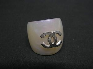 1円 ■美品■ CHANEL シャネル ココマーク リング 指輪 アクセサリー 約11号 レディース アイボリー系 AY3923