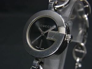 1円 ■稼働品■美品■ GUCCI グッチ SS クォーツ 3気圧防水 腕時計 ウォッチ レディース シルバー系 AY4454