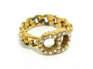 1 иен ChristianDior Christian Dior Vintage стразы кольцо кольцо аксессуары примерно 10 номер женский оттенок золота FC5066