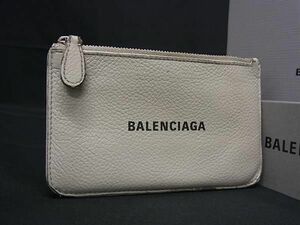 1円 BALENCIAGA バレンシアガ 637130 レザー コインケース コインパース パスケース 定期入れ メンズ レディース グレー系 AY4753