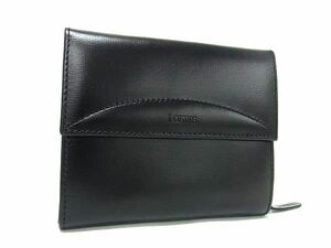 1円 ■極美品■ LOEWE ロエベ レザー ラウンドファスナー 二つ折り 財布 ウォレット 小銭入れ 札入れ メンズ ブラック系 BL0863