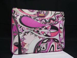 1 иен # прекрасный товар # EMILIO PUCCI Emilio Pucci PVC мульти- сумка мульти- кейс бардачок женский слоновая кость серия × многоцветный BK1963
