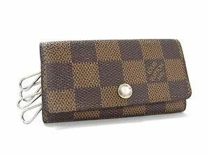 1円 LOUIS VUITTON ルイヴィトン N62631 ダミエ ミュルティクレ4 4連 キーケース 鍵入れ レディース メンズ ブラウン系 BK1937