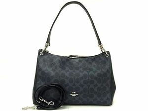 1 jpy # beautiful goods # COACH Coach F66973 signature PVC× leather 2WAY Cross body handbag shoulder bag navy series AW8878