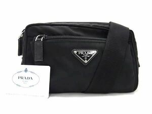 1円 ■美品■ PRADA プラダ 2VL977 テスートナイロン ウエストポーチ ウエストバッグ ボディバッグ メンズ レディース ブラック系 AY4947