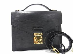 1円 ■美品■ LOUIS VUITTON ルイヴィトン M52122 エピ モンソー クロスボディ 2WAY ハンドバッグ ショルダー ノワール ブラック系 BK2157