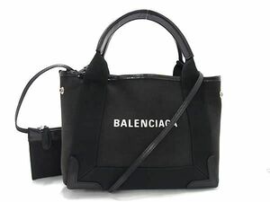 1 иен # прекрасный товар # BALENCIAGA Balenciaga 390346 темно-синий бегемот sXS парусина × кожа 2WAY ручная сумочка плечо оттенок черного BK2154