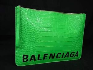 1 иен # прекрасный товар # BALENCIAGA Balenciaga крокодил type вдавлено . кожа клатч ручная сумочка мужской оттенок зеленого AY4932