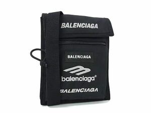 1円 ■美品■ BALENCIAGA バレンシアガ 655982 エクスプローラー ナイロンキャンバス ミニバッグ ショルダー 斜め掛け ブラック系 AY4965