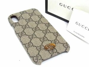 ■新品■未使用■ GUCCI グッチ 587672 GGマーモント GG柄 PVC iPhone X/XS アイフォンケース スマホケース ブラウン系 AZ4186