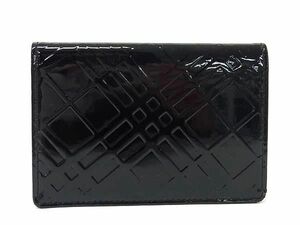 ■美品■ BURBERRY バーバリー パテントレザー エンボス チェック柄 カードケース カード入れ 名刺入れ ブラック系 DD7437