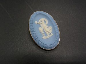 ■美品■ WEDGWOOD ウェッジウッド ジャスパー ブローチ アクセサリー レディース ゴールド系×ブルー系 DE1177