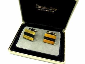 ChristianDior クリスチャンディオール ロゴプレート カフスボタン カフリンクス アクセサリー 紳士 メンズ ゴールド系 DD8920