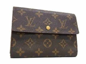 1円 LOUIS VUITTON ルイヴィトン M61202 モノグラム ポルトトレゾール エテュイ パピエ 三つ折り 財布 ウォレット ブラウン系 BI2522