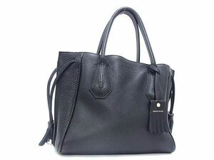 1 jpy # ultimate beautiful goods # LONGCHAMP Long Champ pene Rope leather tassel handbag tote bag lady's black group BI2310