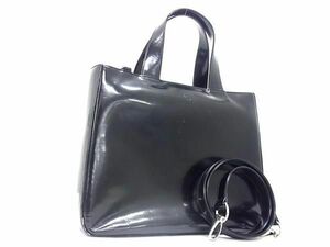 1円 ■美品■ GUCCI グッチ 000 1013 0504 パテントレザー 2WAY ハンドバッグ トート ショルダー レディース ブラック系 BI2308