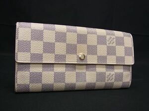 1円 LOUIS VUITTON ルイヴィトン N61735 ダミエアズール ポルトフォイユサラ 二つ折り 長財布 ウォレット アイボリー系 BK1959