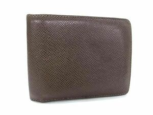 1円 ■美品■ LOUIS VUITTON ルイヴィトン M30958 タイガ ポルトフォイユミュルティプル 二つ折り 財布 ウォレット ブラウン系 BK2048