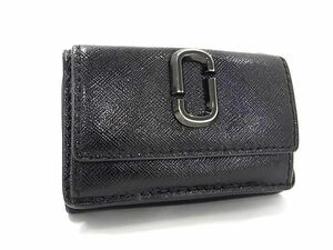 1円 ■美品■ MARC JACOBS マークジェイコブス レザー 三つ折り 財布 ウォレット 小銭入れ 札入れ ブラック系 AY4728