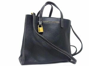 1円 ■美品■ MARC JACOBS マークジェイコブス レザー 2WAY クロスボディ ショルダー ハンドバッグ レディース ブラック系 BK1757