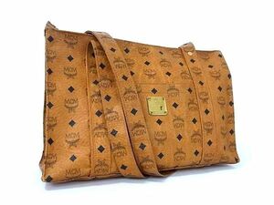 1円 ■美品■ MCM エムシーエム ヴィセトス柄　ヴィンテージ レザー トートバッグ ショルダー 肩掛け ブラウン系 BK1767