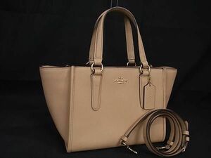 1 jpy # beautiful goods # COACH Coach 33996 Cross Be Carry all leather 2WAY Cross body shoulder handbag beige group BL0586