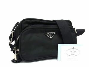 1円 ■美品■ PRADA プラダ B7560 テスートナイロン クロスボディ ワンショルダーバッグ 肩掛けかばん レディース ブラック系 BF7957