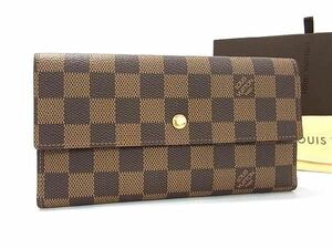 1円 ■極美品■ LOUIS VUITTON ヴィトン N61217 ダミエ ポルトフォイユ インターナショナル 三つ折り 長財布 ウォレット ブラウン系 FA8154