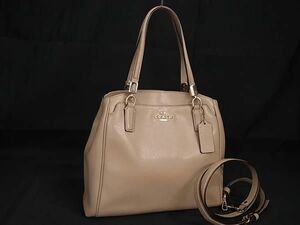 1 jpy # beautiful goods # COACH Coach leather 2WAY Cross body shoulder bag handbag tote bag diagonal .. shoulder .. beige group BF8080