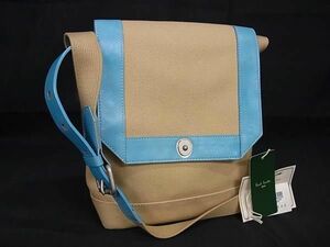 1 jpy # beautiful goods # Paul Smith Paul Smith canvas × leather Cross body shoulder bag lady's beige group × blue group BI2398