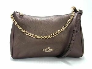 1円 COACH コーチ F36666 レザー チェーン 2WAY クロスボディ ハンドバッグ ショルダー 斜め掛け レディース ピンクゴールド系 BJ3290