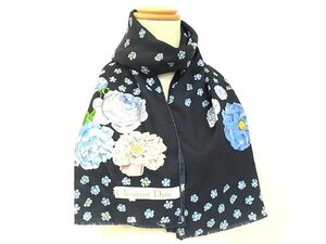 1 jpy # beautiful goods # ChristianDior Christian Dior flower floral print scarf stole lady's navy series × multicolor AZ2072