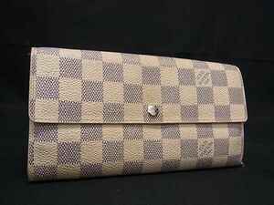 1円 LOUIS VUITTON ルイヴィトン N61735 ダミエアズール ポルトフォイユサラ 二つ折り 長財布 ウォレット アイボリー系 BI2525