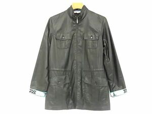 1円 ■美品■ LEONARD レオナール ポリエステル100％ 長袖 アウター ジャケット ブルゾン サイズ 40 洋服 レディース ブラック系 AZ4314