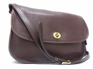 1 jpy # beautiful goods # COACH Coach 9790 Old Coach Vintage America made leather Turn lock shoulder bag brown group BJ3251